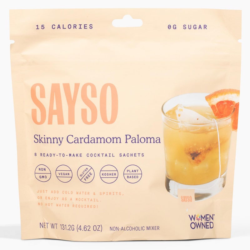 SAYSO Skinny Cardamom Paloma | The Original Craft Cocktail Tea Bag Mixer | Organic, Certified Gluten-free, Non-GMO |< 15 Cal, 0g Sugar, Steep in Cold Water & Spirits, For a Perfect Mocktail, 8 count - Image 1