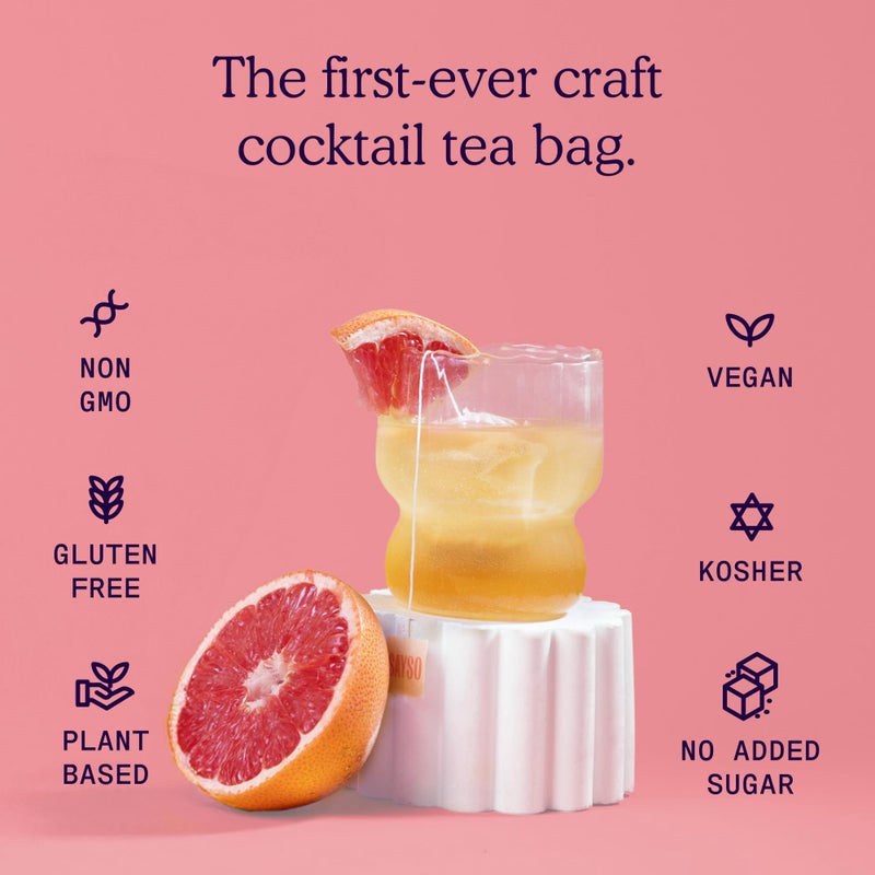 SAYSO Skinny Cardamom Paloma | The Original Craft Cocktail Tea Bag Mixer | Organic, Certified Gluten-free, Non-GMO |< 15 Cal, 0g Sugar, Steep in Cold Water & Spirits, For a Perfect Mocktail, 8 count - Image 2