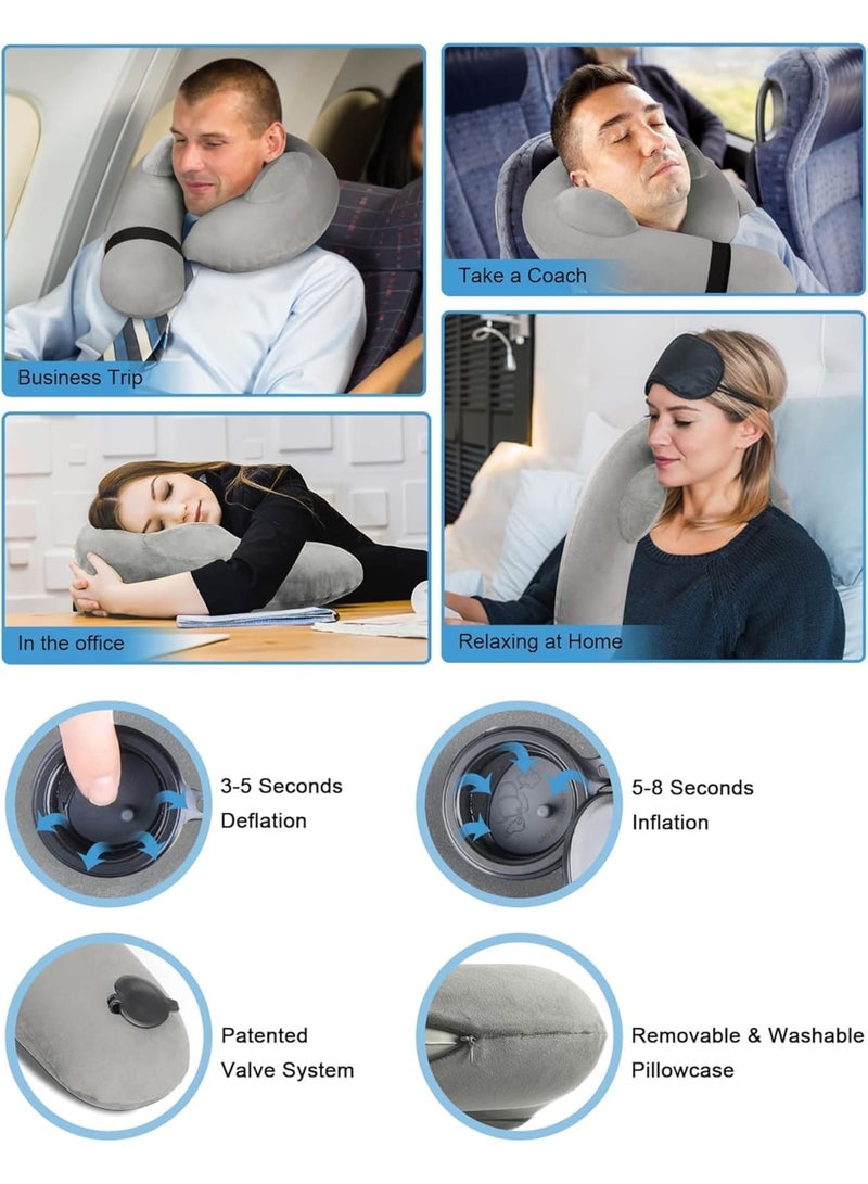 SYOSI Travel Pillow, Memory Foam Neck Support Cushion with Washable Cover, Ergonomic Head and Neck Rest for Airplane Flights, Long Car Rides, Office, and Home Nap, Includes Carry Pouch (Grey) - Image 4