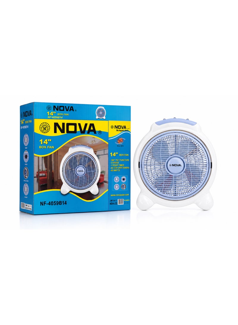 NOVA 14-Inch Electric Box Fan – Efficient Room Cooling with Adjustable Tilt and Speed Control - Image 2
