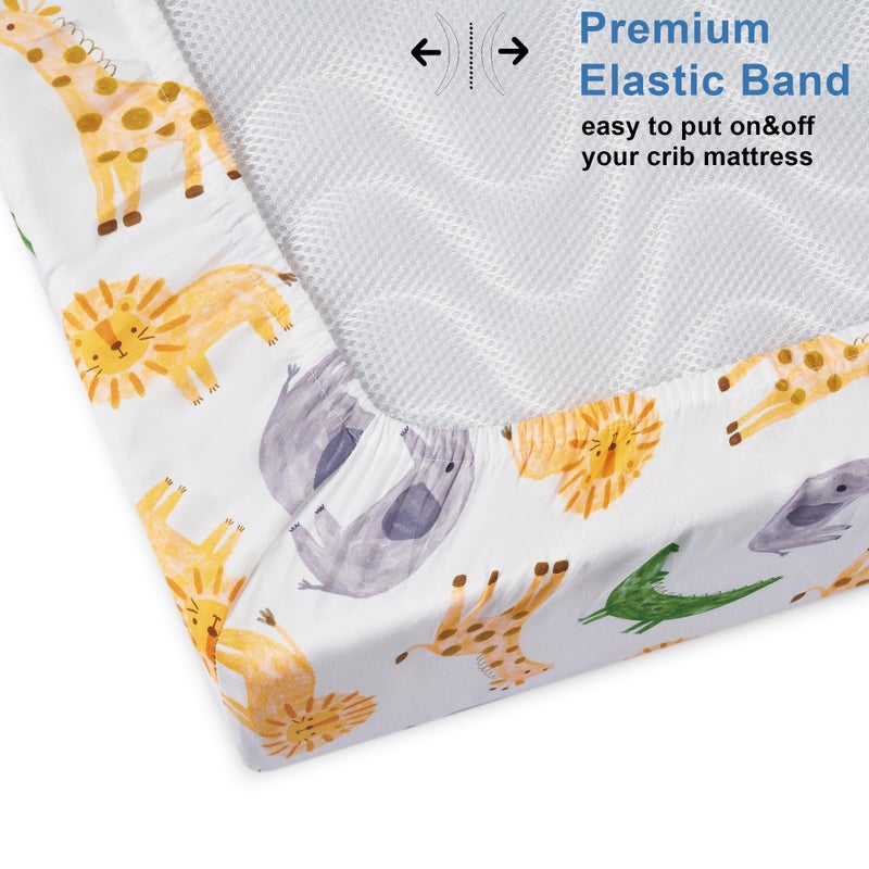 Tillyou Baby Crib Sheets For Boys Girls  Super Soft Toddler Bed Sheets  2 Pack Sheets For Standard Crib Mattress 28X52In  African Steppe - Image 4