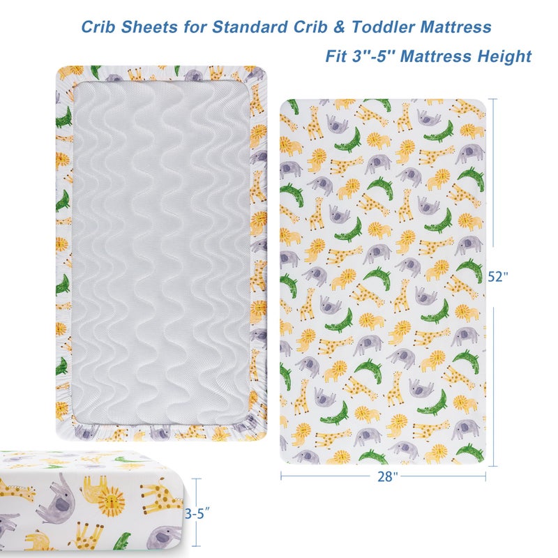 Tillyou Baby Crib Sheets For Boys Girls  Super Soft Toddler Bed Sheets  2 Pack Sheets For Standard Crib Mattress 28X52In  African Steppe - Image 5
