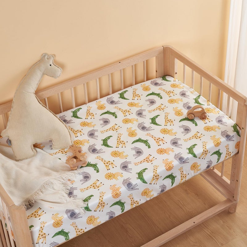 Tillyou Baby Crib Sheets For Boys Girls  Super Soft Toddler Bed Sheets  2 Pack Sheets For Standard Crib Mattress 28X52In  African Steppe - Image 2