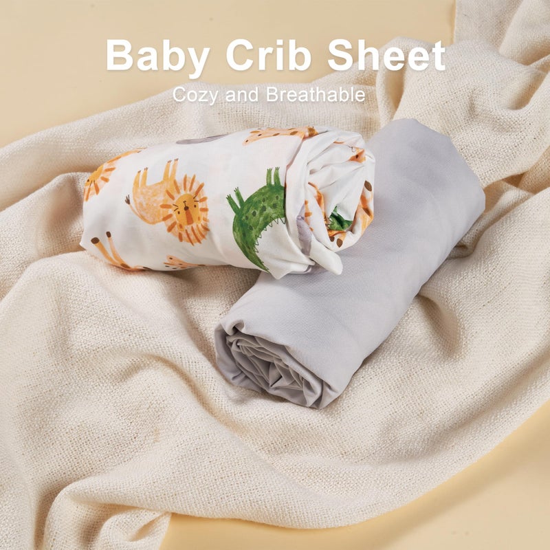 Tillyou Baby Crib Sheets For Boys Girls  Super Soft Toddler Bed Sheets  2 Pack Sheets For Standard Crib Mattress 28X52In  African Steppe - Image 3