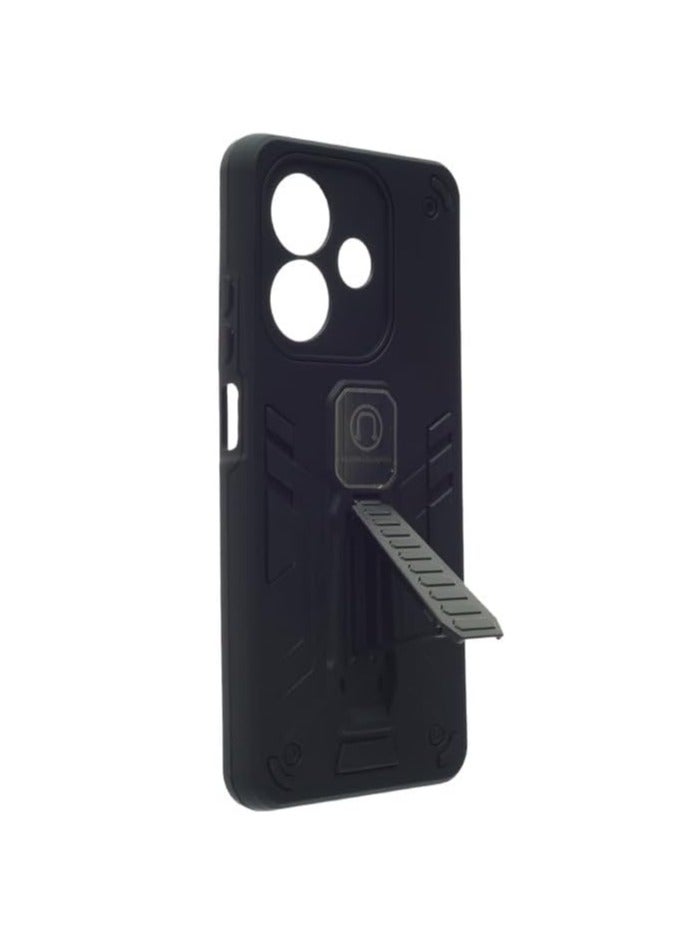 Hard Silicone Back Cover with Magnetic Kickstand for Oppo A3X 5G, A3 - Black - Image 2