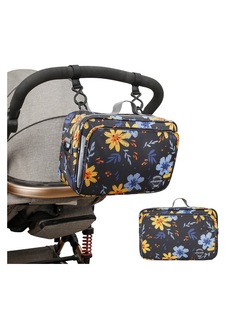 Little Story Baby Diaper Changing Clutch Kit With Detachable Shoulder Strap - Floret Grey - Image 3