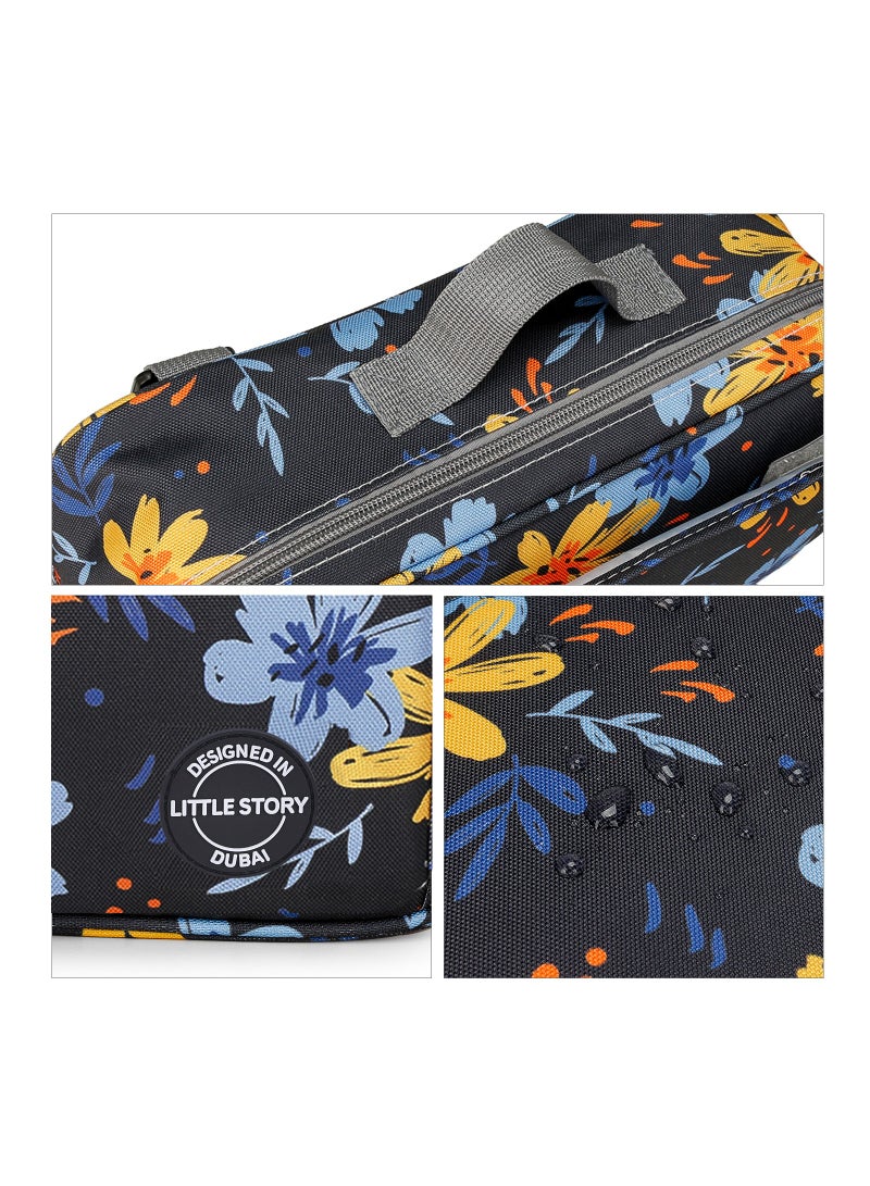 Little Story Baby Diaper Changing Clutch Kit With Detachable Shoulder Strap - Floret Grey - Image 5