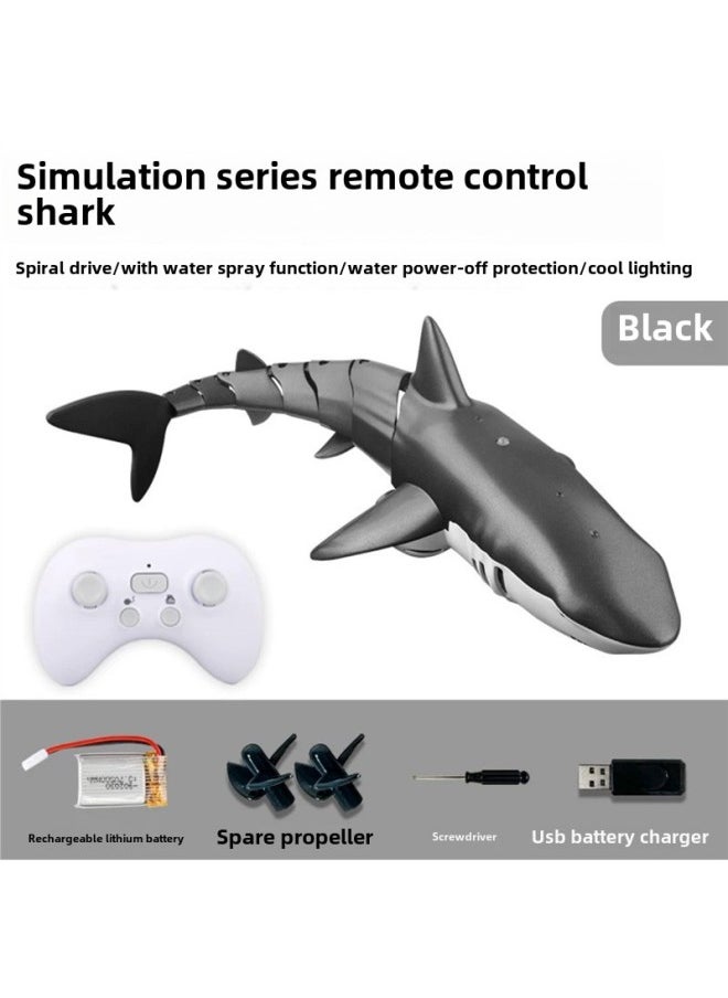 Generic - Remote Control Shark Electric Real Water Spray Remote Control Whale Can Be In The Water Will Swing Waterproof Swimming Outdoor Children's Toys-Color:Water Spray Model Deep Sea Black Shark Fully Waterproof Remote Control + Light + Water Spray_dual Batteries Play 60 - Image 1