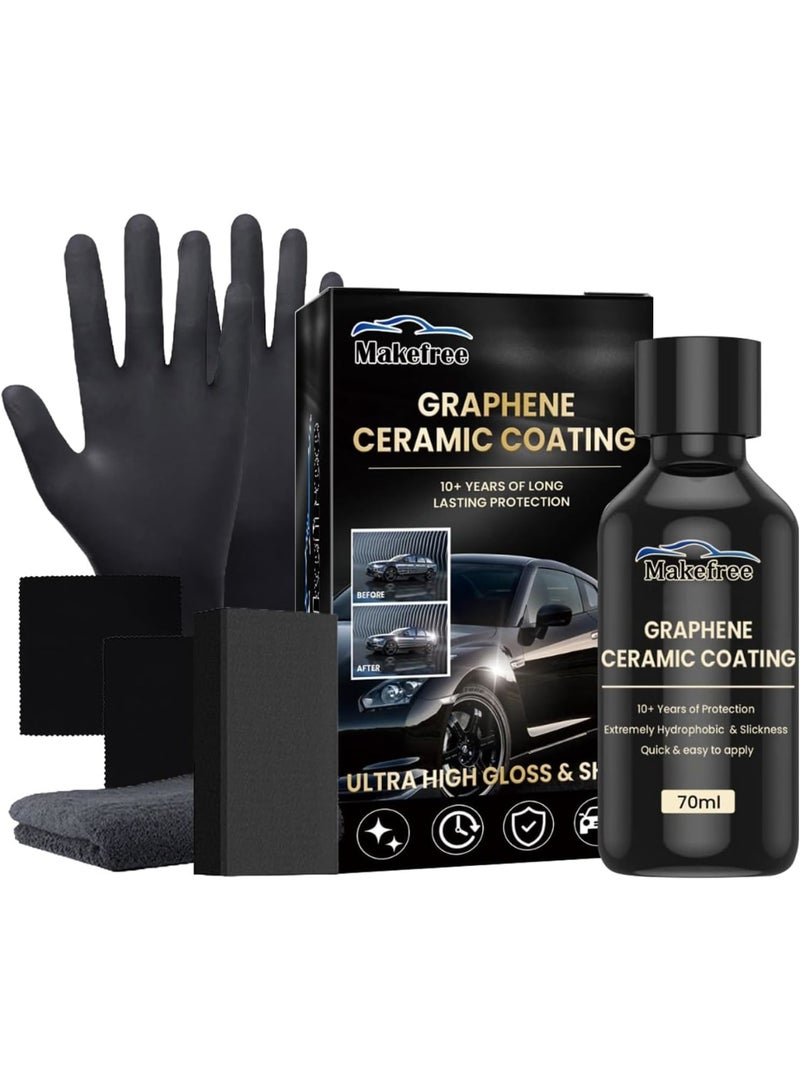 SOLARAE طلاء السيراميك الجرافيني للسيارات، طلاء السيراميك للسيارات، طلاء الجرافين لتفاصيل السيارات، مجموعة حماية طويلة الأمد لتفاصيل السيارات (70 مل) - Image 1