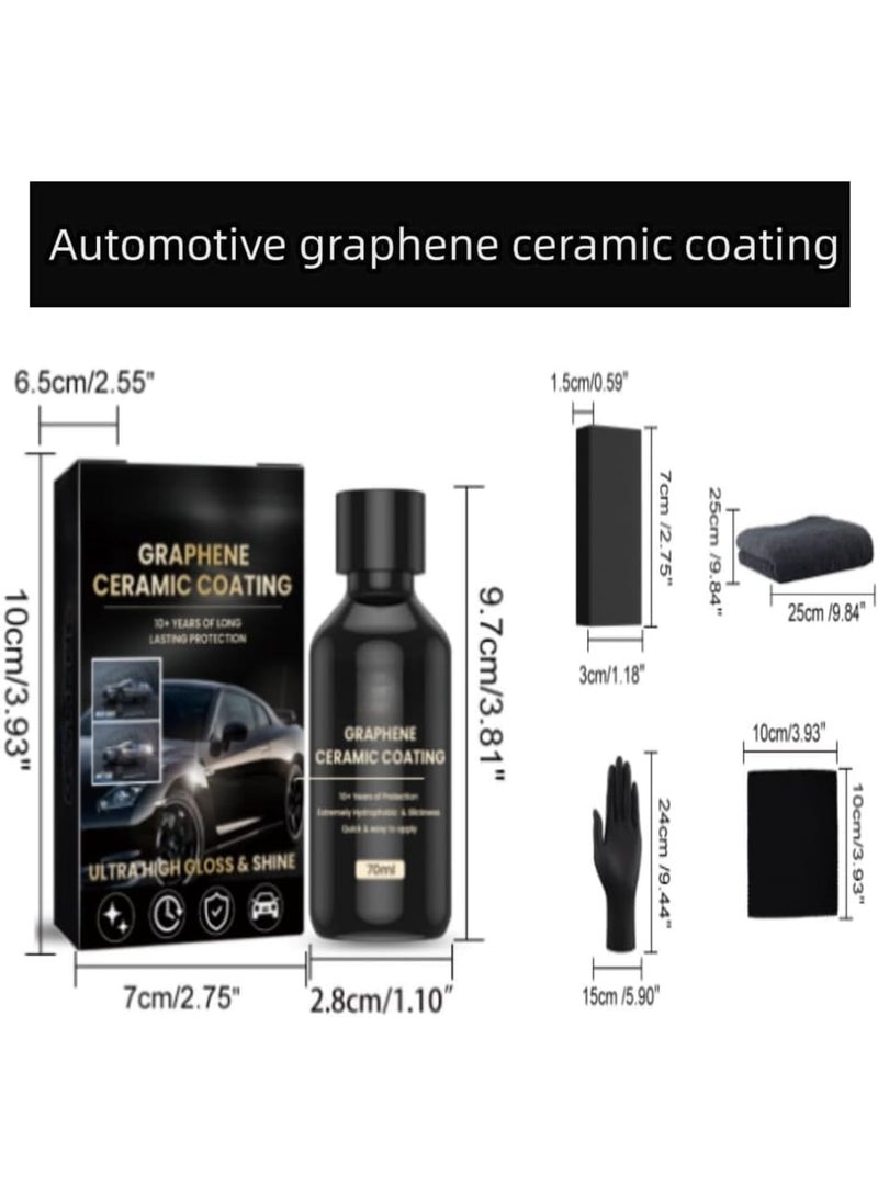 SOLARAE طلاء السيراميك الجرافيني للسيارات، طلاء السيراميك للسيارات، طلاء الجرافين لتفاصيل السيارات، مجموعة حماية طويلة الأمد لتفاصيل السيارات (70 مل) - Image 2