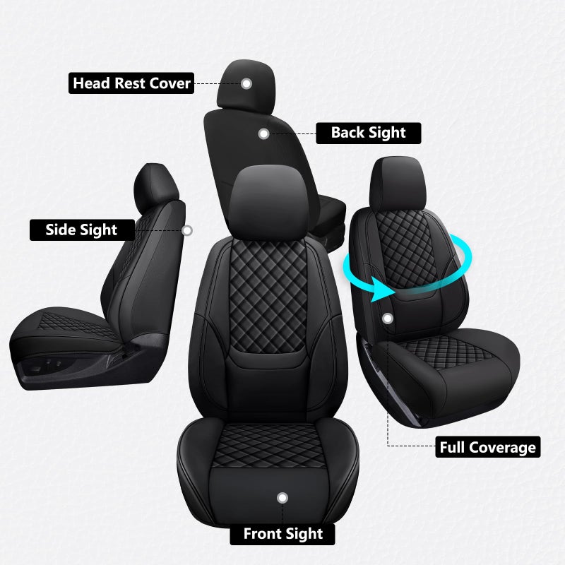 WENNFOUR F150 Seat Covers 2015-2026 Full Set, Truck Interior Sets with Lumbar Support Custom Fit for Ford F150 2015-2026, F250/F350/F450 2017-2026 Super Duty Crew Cab XLT XL Lariat Platinum, Black - Image 2