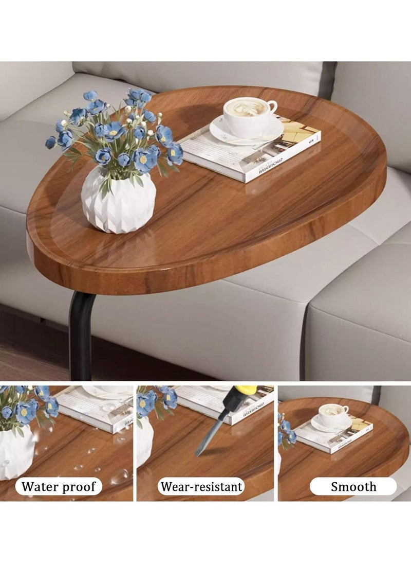 DubaiGallery Side Table NAN C-Shaped, Metal Frame MDF Simple Tea for Hotel Famous and Famous Special-Shaped Table, White/Walnut Color  - Image 3