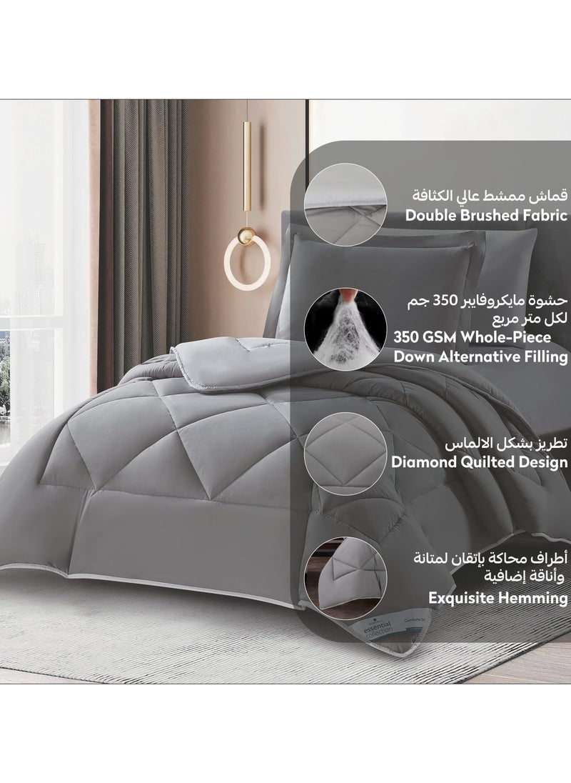 دوناتيلا طقم مفرش روزا سادة 2 قطعة مقاس مفرد ونص 170 × 230 سم بحشوة ثابتة رمادي دخاني  - Image 5