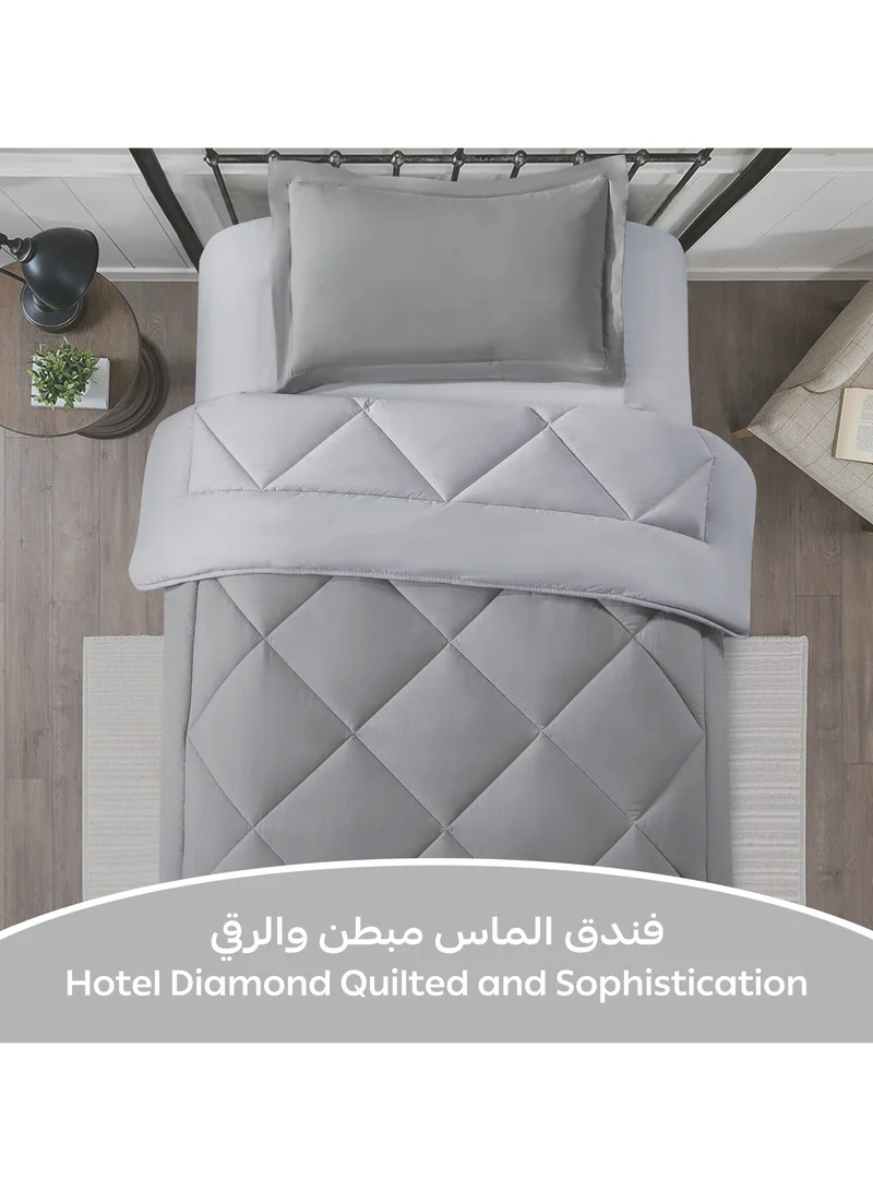 Donetella Bedding Comforter Set, Single Size 170x230 cm - 2-Pcs Solid Quilted Bed Set, Microfiber Fabric - 1 Comforter and 1 Pillow Sham