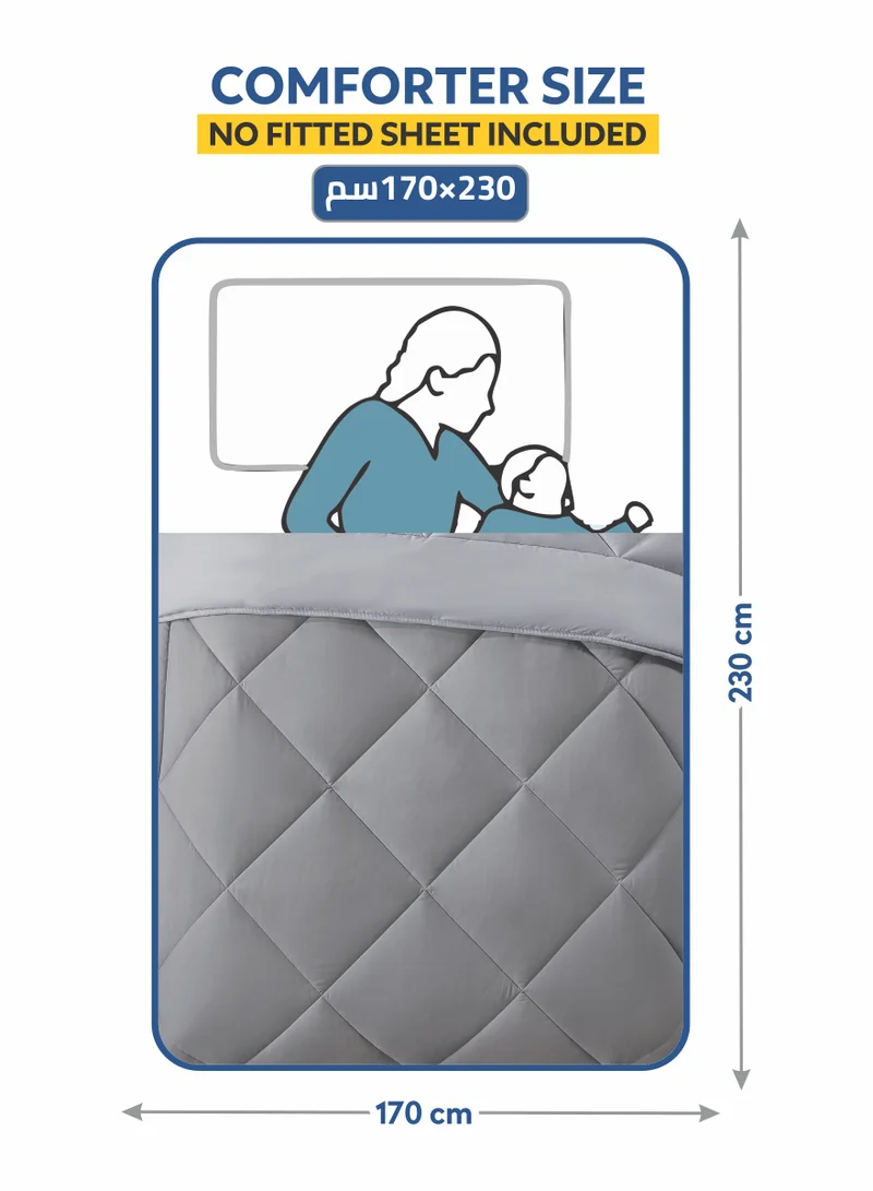 دوناتيلا طقم مفرش روزا سادة 2 قطعة مقاس مفرد ونص 170 × 230 سم بحشوة ثابتة