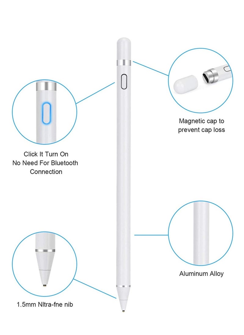 BGM Stylus Pen for Touch Screens Rechargeable 1.5mm Fine Point Active Capacitive Stylus Smart Pencil Digital Compatible iPad and Most Tablet DRB001  - Image 3