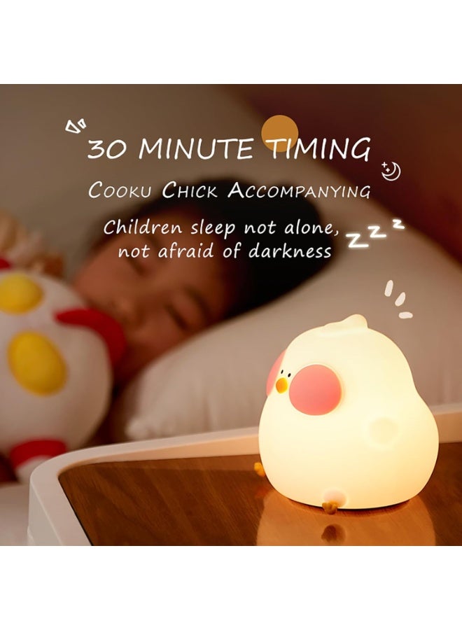 Cute Cartoon Chick Baby Night Light, Safe & BPA Free Silicone, Anti-Eye Strain Warm LED Light with 7 Touch Changeable Colors, Auto Timer & Dimmable for Nursing & Sleeping, Perfect Gift for Nursery & Special Occasions  - Image 3