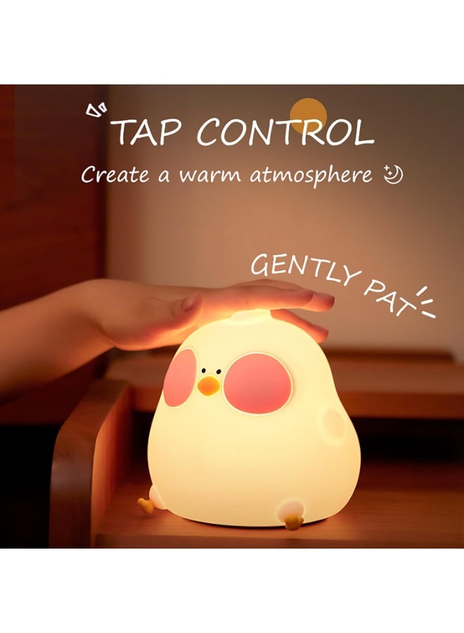Cute Cartoon Chick Baby Night Light, Safe & BPA Free Silicone, Anti-Eye Strain Warm LED Light with 7 Touch Changeable Colors, Auto Timer & Dimmable for Nursing & Sleeping, Perfect Gift for Nursery & Special Occasions  - Image 4