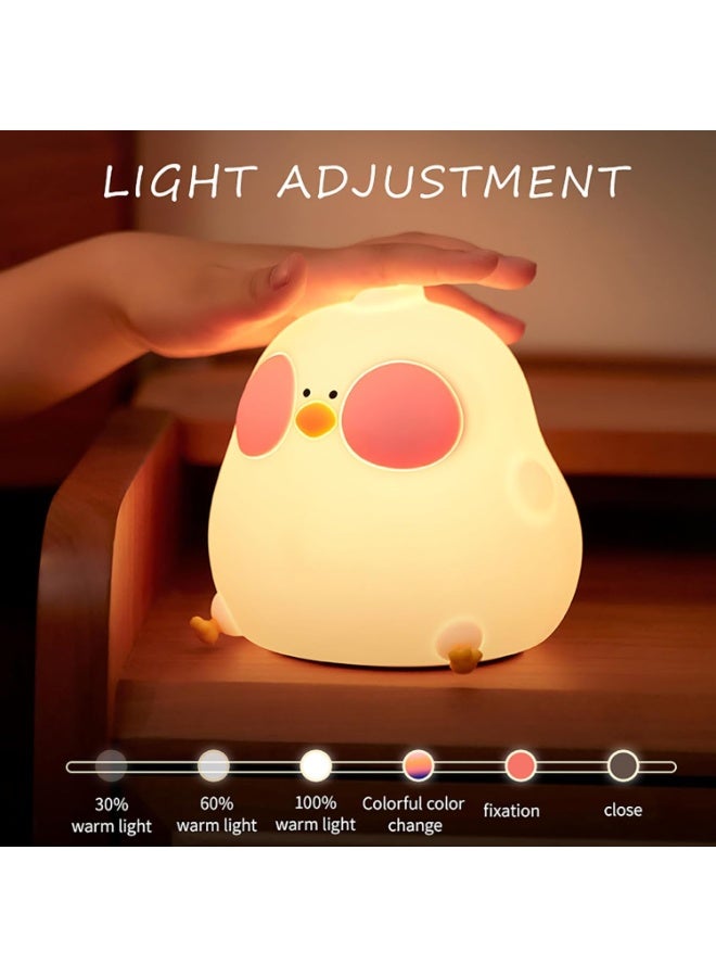 Cute Cartoon Chick Baby Night Light, Safe & BPA Free Silicone, Anti-Eye Strain Warm LED Light with 7 Touch Changeable Colors, Auto Timer & Dimmable for Nursing & Sleeping, Perfect Gift for Nursery & Special Occasions  - Image 2