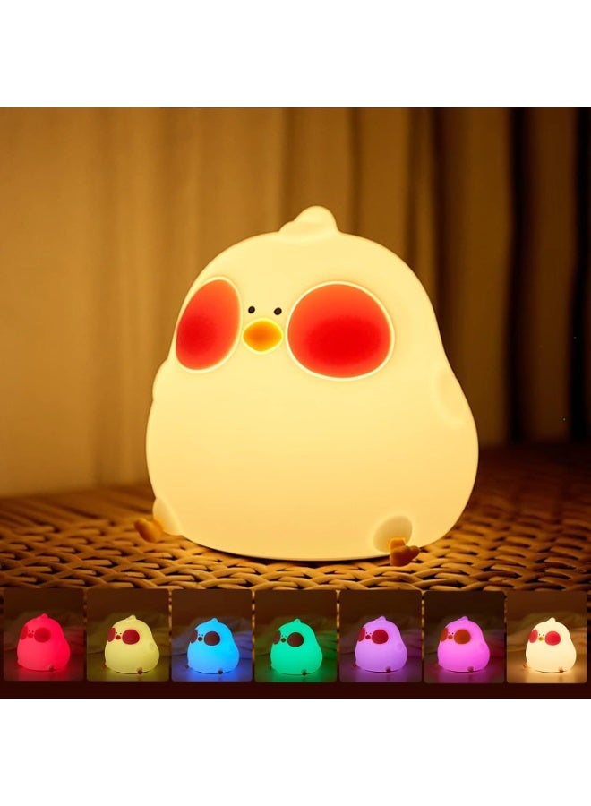Cute Cartoon Chick Baby Night Light, Safe & BPA Free Silicone, Anti-Eye Strain Warm LED Light with 7 Touch Changeable Colors, Auto Timer & Dimmable for Nursing & Sleeping, Perfect Gift for Nursery & Special Occasions  - Image 5