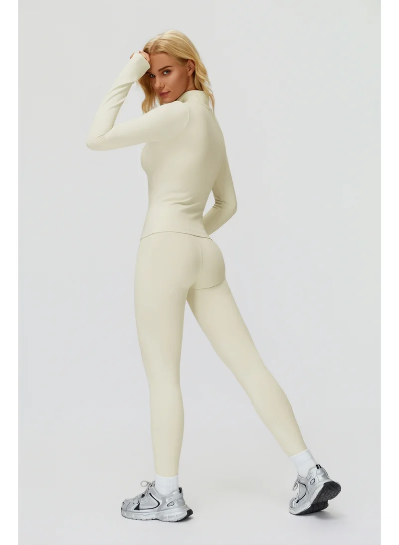 KAWN.YOGA Milky-White Fitted High-Neck Jacket for Women | Best Price UAE