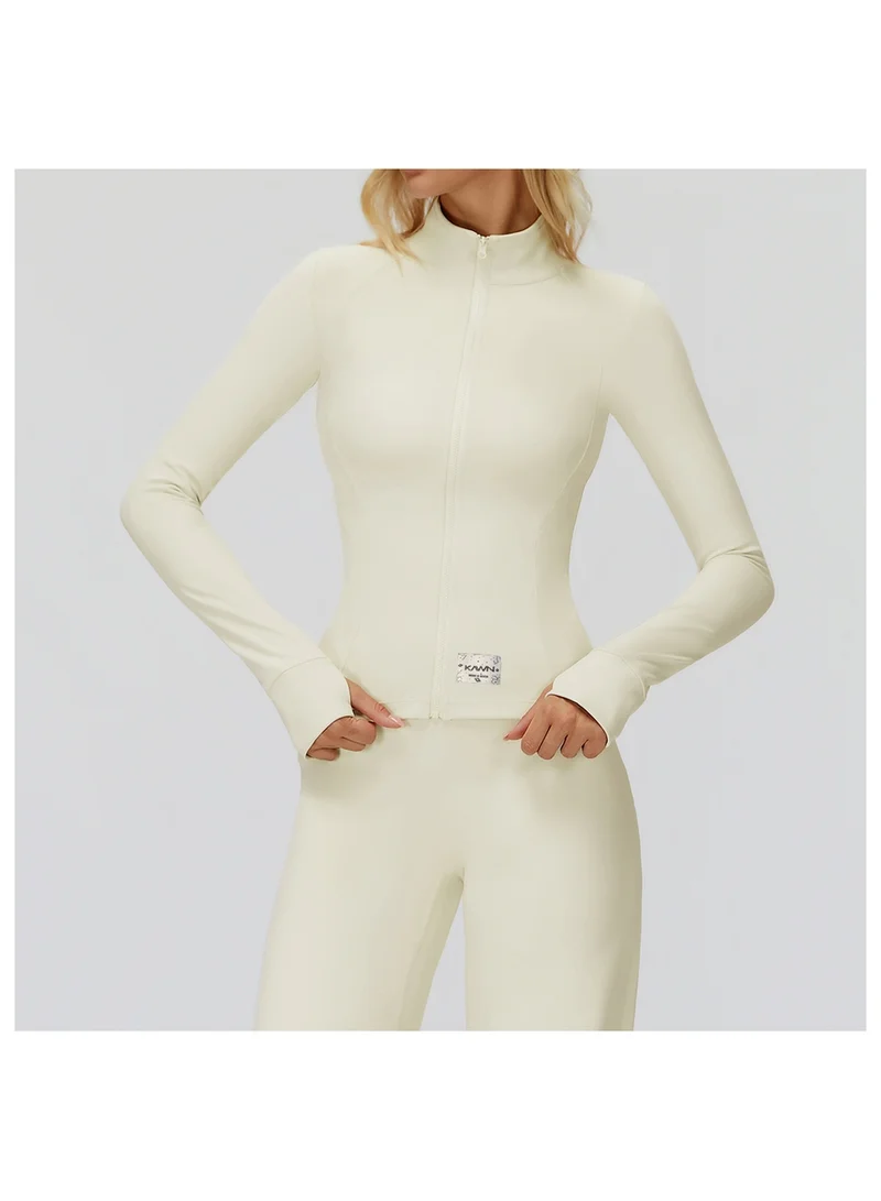 KAWN.YOGA Milky-White Fitted High-Neck Jacket for Women | Best Price UAE