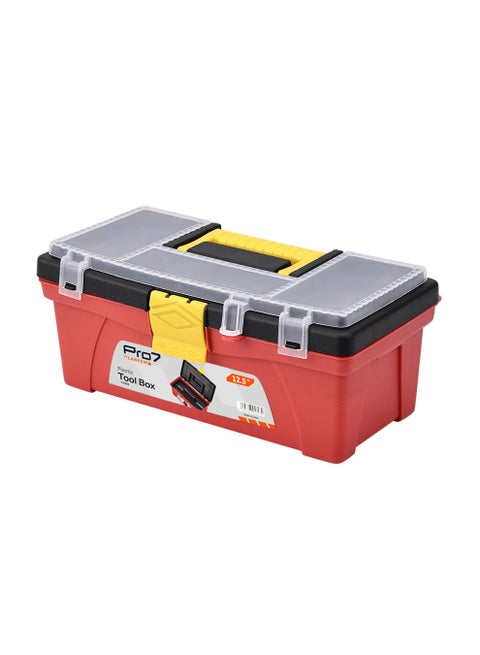 Pro7 Plastic Tool Box - 12.5inch - Durable Storage Organizer with Removable Tray, Secure Latch, and Multiple Compartments - Ideal for Workshops, Garages, and On-the-Go Repairs