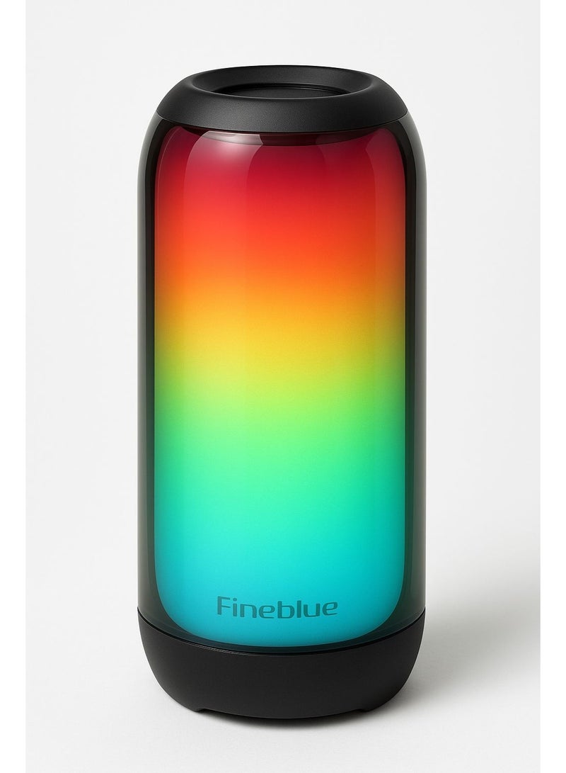 فاينبلو سماعة بلوتوث محمولة بإضاءة LED ملونة وصوت محيطي 360 درجة من  إصدار محسن بجودة صوت عالية وبلوتوث 5.0