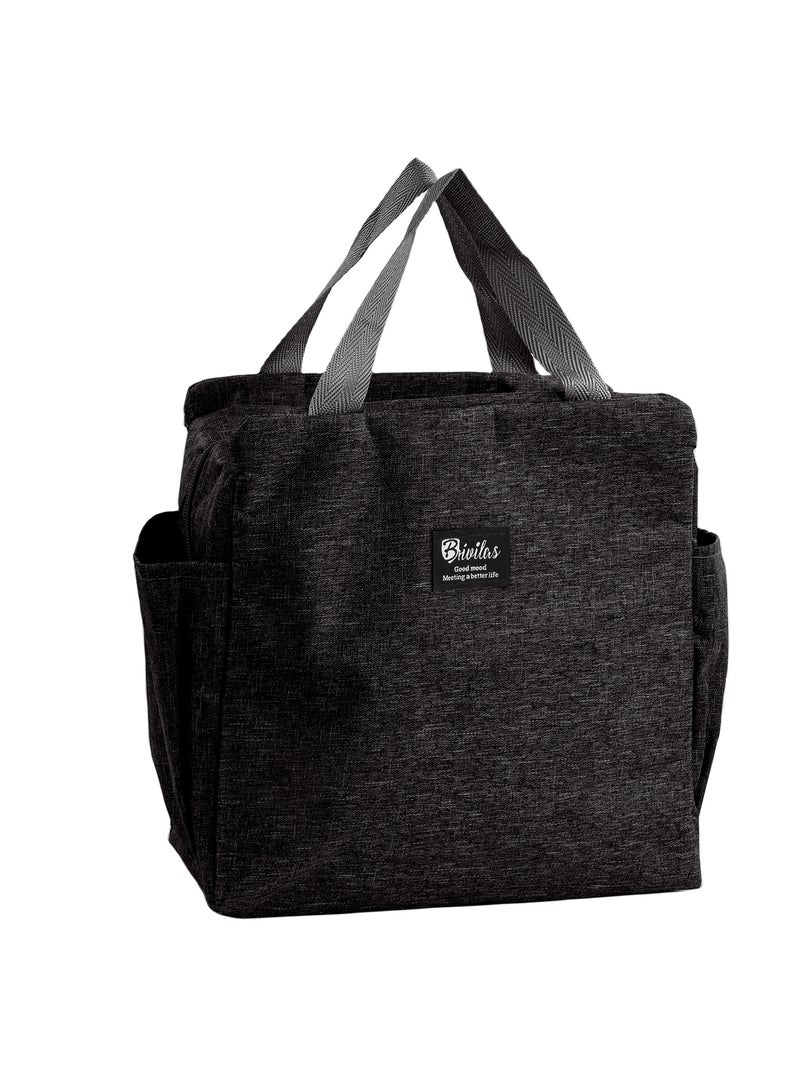 Insulated Lunch Box Bag, 25 x 14 x 25cm Polyester Cooler Tote with 3 Pockets for School, Office, and Picnic  - Image 1