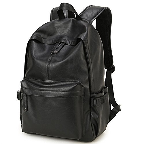 Baosha BP-08 Unisex PU Leather Computer Laptop Bag 15.6 inch Backpack Shoulder Bags Travel Hiking Rucksack Casual Daypack Black - Image 1
