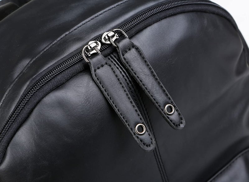 Baosha BP-08 Unisex PU Leather Computer Laptop Bag 15.6 inch Backpack Shoulder Bags Travel Hiking Rucksack Casual Daypack Black - Image 4