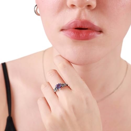 Silvershake 1.04ct. Genuine Heart Shape Amethyst 925 Sterling Silver Celtic Knot Ring Size 12 - Image 2