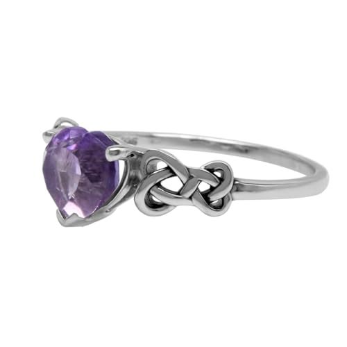 Silvershake 1.04ct. Genuine Heart Shape Amethyst 925 Sterling Silver Celtic Knot Ring Size 12 - Image 4