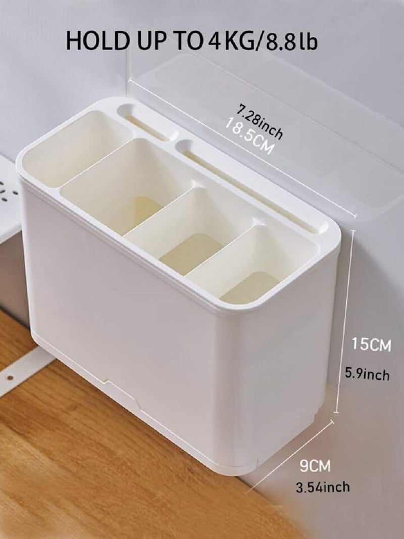 BAREPEPE Plastic Cutlery Holder Stand For Spoons Knife Chopsticks Ladle Karandi Spatula Kitchen Tools Wall Mounted Self Adhesive - Colors As Per Availability, 20 cm, 9 cm - Image 5