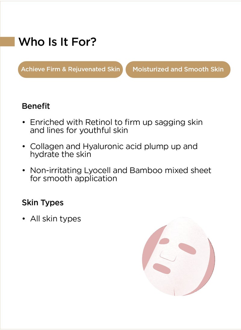 Banobagi Super Collagen Retinol Sheet Mask – Rejuvenating Korean Skincare with Vegan Formula, Collagen, Hyaluronic Acid, and Retinol for Deep Hydration, Moisturizing, and Anti-Aging Benefits. Firming, Nourishing Sheet Mask for Youthful, Glowing Skin – Perfect for All Skin Types – Pack of 3  - Image 2