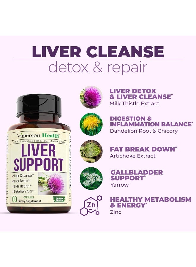 Vimerson Health Liver Cleanse and Detox Support Supplement Natural Herbal Blend Capsule - 60 Capsules - Image 5
