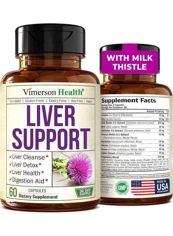 Vimerson Health Liver Cleanse and Detox Support Supplement Natural Herbal Blend Capsule - 60 Capsules - Image 1