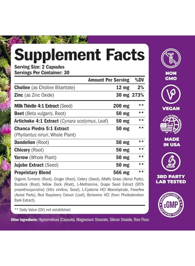 Vimerson Health Liver Cleanse and Detox Support Supplement Natural Herbal Blend Capsule - 60 Capsules - Image 3