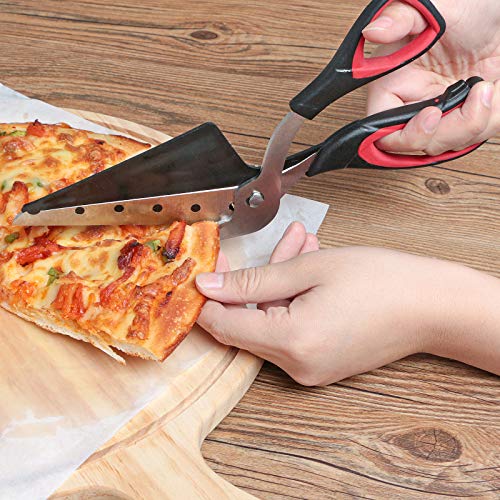 Asdirne Pizza Scissors, Pizza Cutter, Ultra Sharp Detachable Blade with a Tray, Ergonomic Soft TPR Grip, 10.3Inch, Black&Red - Image 2
