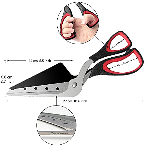 Asdirne Pizza Scissors, Pizza Cutter, Ultra Sharp Detachable Blade with a Tray, Ergonomic Soft TPR Grip, 10.3Inch, Black&Red - Image 4