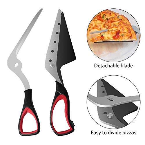 Asdirne Pizza Scissors, Pizza Cutter, Ultra Sharp Detachable Blade with a Tray, Ergonomic Soft TPR Grip, 10.3Inch, Black&Red - Image 3