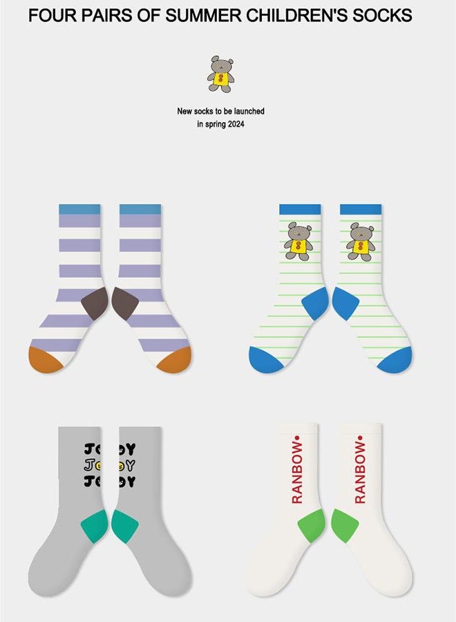 4 أزواج من الجوارب عالية الجودة للأولاد، جوارب قطنية ممشطة بدون عظام للأولاد، جوارب أطفال رقيقة وعصرية، مناسبة للأعمار من 6 إلى 8 سنوات - Image 4