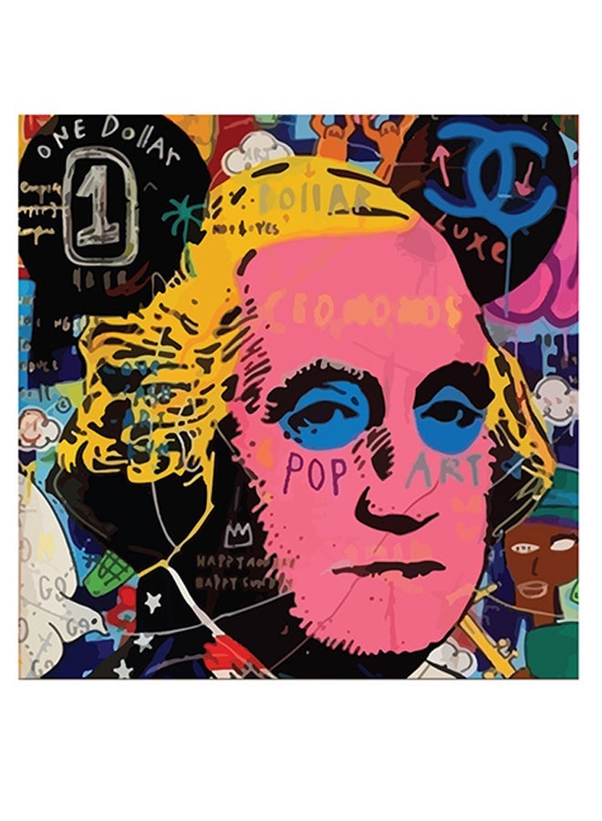 RYN Pop Art George Washington Themed Wall Art Pink/Yellow/Black 30x30cm - Image 1