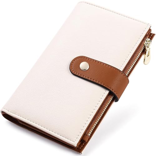 yiijay Women's Wallets RFID Blocking Leather Trifold Clutch Wallet Credit Card Holder Ladies Travel Wallet Purse with Pen Holder - Image 1