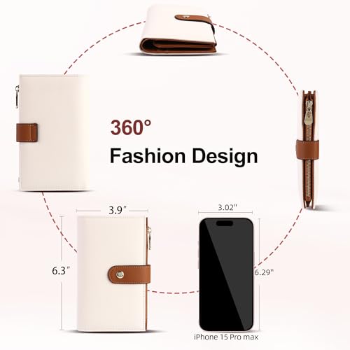 yiijay Women's Wallets RFID Blocking Leather Trifold Clutch Wallet Credit Card Holder Ladies Travel Wallet Purse with Pen Holder - Image 4
