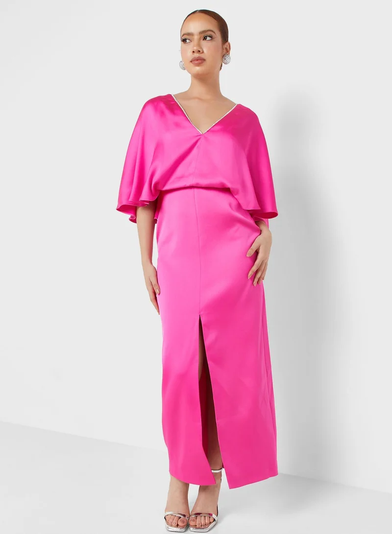 Nocturne Satin Capelet Dress