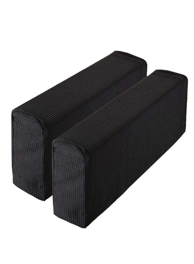 CM Anti-Slip Sofa Armrest Slipcover Anti-dust Armchair Stretch Cover for Sofa Recliner Armchair Couch Protector, One Pair (Black) - Image 1