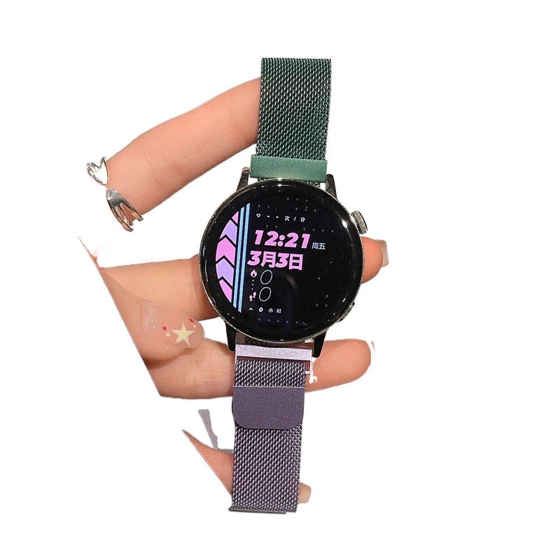 LL سوار ساعة ذكية سوار نايلون حلقي متوافق مع Samsung Galaxy Watch 7 Classic بملاءمة قابلة للتعديل وحزام بديل للاستخدام اليومي باللون أخضر قابل للتعديل باللون الأخضر - Image 1