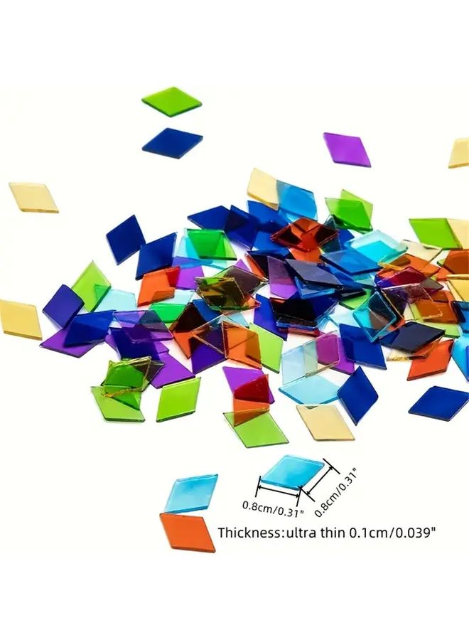 600 Pcs Multicolor Transparent Rhombus Glass Mosaic Tiles Versatile DIY Craft Supplies Glossy Finish Handmade Material - Image 4