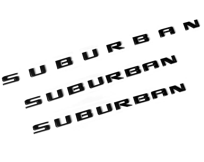 3pack OEM 2021 Suburban Emblem 3D Letters Badge Compatible with 20192025 Suburban 84910061 Glossy Black